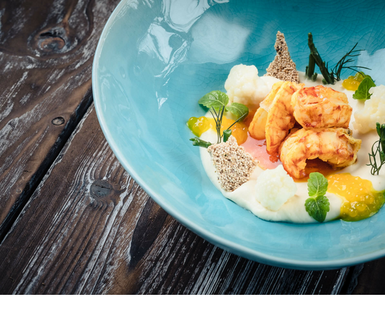 Dish with fish and potato creation